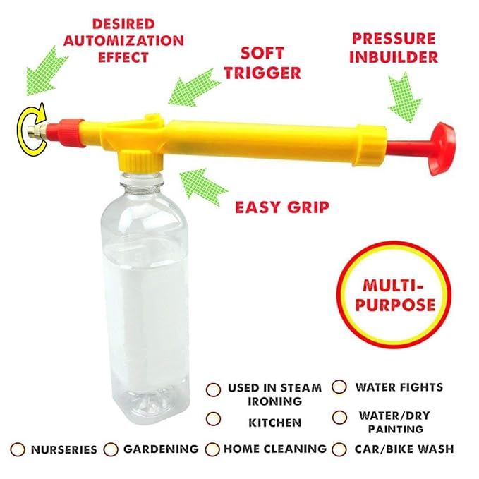 Adjustable High Pressure Garden Pump Bottle Spray Gun for Plants Garden Water Pesticide Car Wash Brass Nozzle Sprayer Pack of 2, Manual